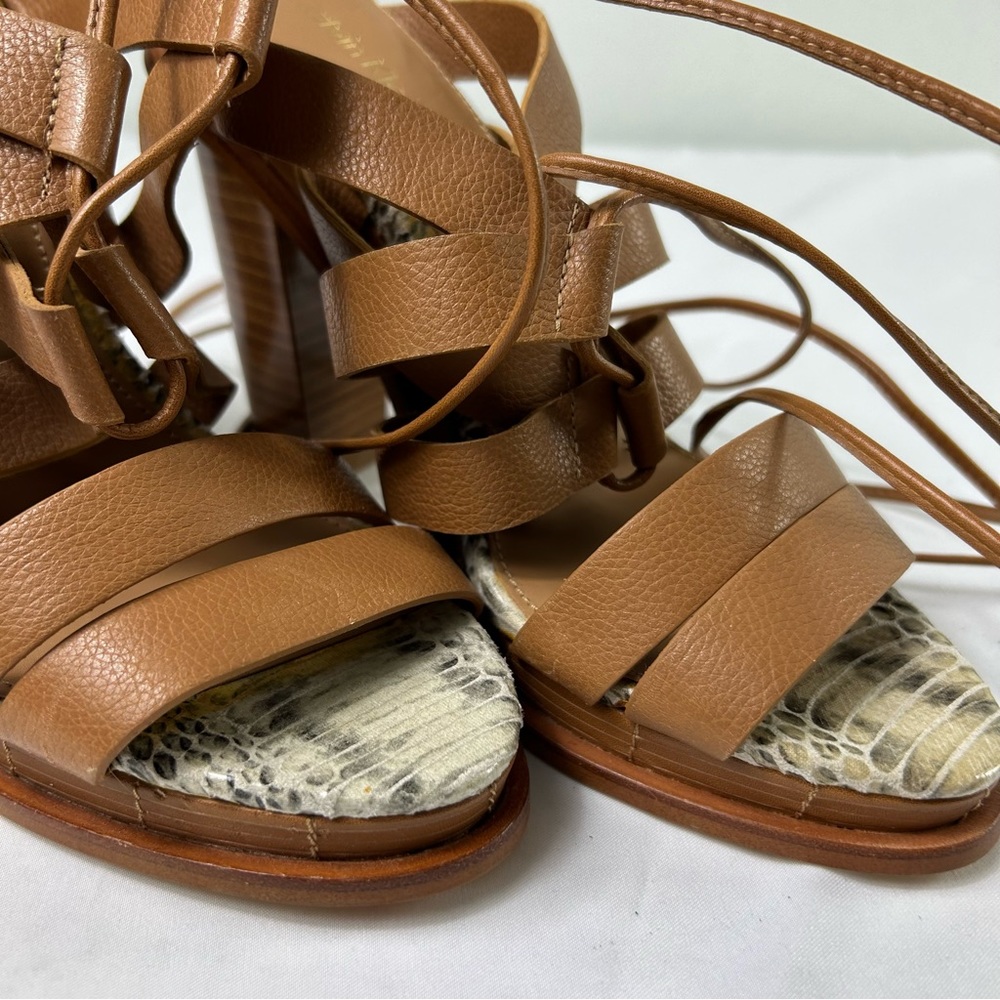 Calvin Klein Panelope Toscana Almond Tan Leather Strappy Sandals Women’s 8.5 NEW - Picture 6 of 9